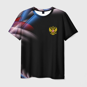 Мужская футболка 3D с принтом Россия в Белгороде, 100% полиэфир | прямой крой, круглый вырез горловины, длина до линии бедер | abstraction | grunge | russia | sport | абстракция | герб | краска | русский | символика рф | спорт | спортивный | триколор | униформа | форма | я русский