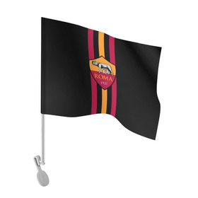 Флаг для автомобиля с принтом FC Roma Lines в Белгороде, 100% полиэстер | Размер: 30*21 см | football | italia | logo | roma | sport | италия | лого | спорт | фк | футбол | футбольный клуб | эмблема