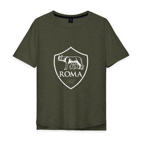 Мужская футболка хлопок Oversize с принтом ROMA FC в Белгороде, 100% хлопок | свободный крой, круглый ворот, “спинка” длиннее передней части | Тематика изображения на принте: 