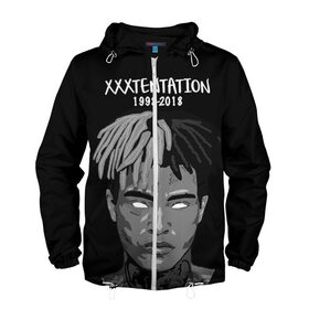 Мужская ветровка 3D с принтом Xxxtentation RIP в Белгороде, 100% полиэстер | подол и капюшон оформлены резинкой с фиксаторами, два кармана без застежек по бокам, один потайной карман на груди | Тематика изображения на принте: at | i | look | me | p | r | r.i.p. | revenge | rip | x | xtentation | xxx | рэп