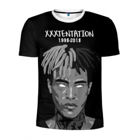 Мужская футболка 3D спортивная с принтом Xxxtentation RIP в Белгороде, 100% полиэстер с улучшенными характеристиками | приталенный силуэт, круглая горловина, широкие плечи, сужается к линии бедра | Тематика изображения на принте: at | i | look | me | p | r | r.i.p. | revenge | rip | x | xtentation | xxx | рэп