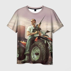 Мужская футболка 3D с принтом Grand Theft Auto в Белгороде, 100% полиэфир | прямой крой, круглый вырез горловины, длина до линии бедер | action | adventure | герой | гта | лос анджелес | лос сантос | мир | открытый | полет | сан андреас | сила | стрельба
