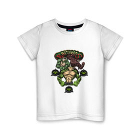 Детская футболка хлопок с принтом Battletoads ( Боевые жабы ) в Белгороде, 100% хлопок | круглый вырез горловины, полуприлегающий силуэт, длина до линии бедер | 1991 | 90 е | 90 х | battletoads | dendy | game | gamepad | nintendo | sega | боевые жабы | денди | мутанты | нинтендо | приставка | сега