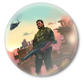 Значок с принтом Metal Gear в Белгороде,  металл | круглая форма, металлическая застежка в виде булавки | Тематика изображения на принте: 