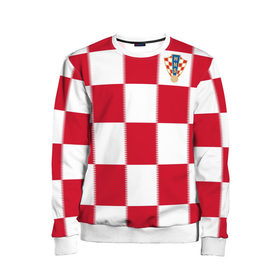 Детский свитшот 3D с принтом Форма Хорватии в Белгороде, 100% полиэстер | свободная посадка, прямой крой, мягкая тканевая резинка на рукавах и понизу свитшота | football | sport | команды чм | сборная хорватии | сборные по футболу | сборные чм | футбол | хорватия | чемпионат мира