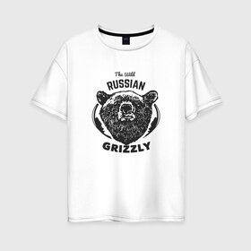 Женская футболка хлопок Oversize с принтом Русский Медведь в Белгороде, 100% хлопок | свободный крой, круглый ворот, спущенный рукав, длина до линии бедер
 | bear | grizzly | гризли
