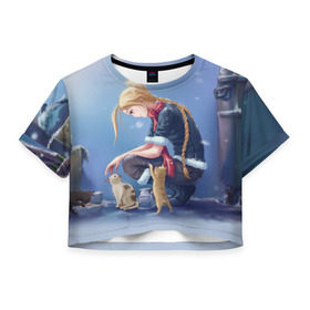 Женская футболка Cropp-top с принтом Девушка из Street Fighter в Белгороде, 100% полиэстер | круглая горловина, длина футболки до линии талии, рукава с отворотами | 
