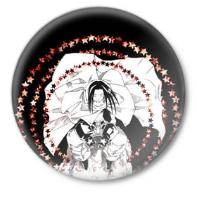 Значок с принтом Хао Асакура в Белгороде,  металл | круглая форма, металлическая застежка в виде булавки | shaman king | зик | король шаманов | манга | шаман кинг
