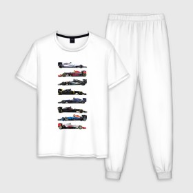 Мужская пижама хлопок с принтом Формула 1 в Белгороде, 100% хлопок | брюки и футболка прямого кроя, без карманов, на брюках мягкая резинка на поясе и по низу штанин
 | f1 | formula 1 | формула 1