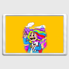 Магнит 45*70 с принтом 69 rainbow в Белгороде, Пластик | Размер: 78*52 мм; Размер печати: 70*45 | Тематика изображения на принте: 6ix9ine | sixnine