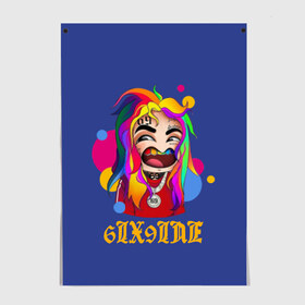 Постер с принтом 6IX9INE BLUE в Белгороде, 100% бумага
 | бумага, плотность 150 мг. Матовая, но за счет высокого коэффициента гладкости имеет небольшой блеск и дает на свету блики, но в отличии от глянцевой бумаги не покрыта лаком | 6ix9ine | sixnine | tekashi