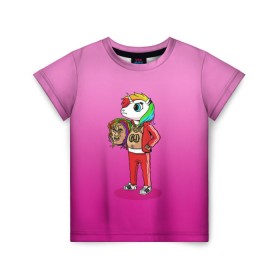 Детская футболка 3D с принтом 6IX9INE UNICORN в Белгороде, 100% гипоаллергенный полиэфир | прямой крой, круглый вырез горловины, длина до линии бедер, чуть спущенное плечо, ткань немного тянется | Тематика изображения на принте: 6ix9ine | sixnine | tekashi