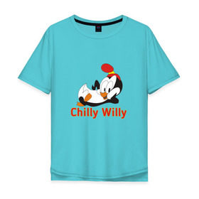 Мужская футболка хлопок Oversize с принтом Chilly Willy в Белгороде, 100% хлопок | свободный крой, круглый ворот, “спинка” длиннее передней части | Тематика изображения на принте: chilly | chilly willy | арт | животные | милые | мультфильмы | пингвины | чилли вилли