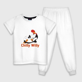 Детская пижама хлопок с принтом Chilly Willy в Белгороде, 100% хлопок |  брюки и футболка прямого кроя, без карманов, на брюках мягкая резинка на поясе и по низу штанин
 | chilly | chilly willy | арт | животные | милые | мультфильмы | пингвины | чилли вилли