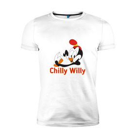 Мужская футболка премиум с принтом Chilly Willy в Белгороде, 92% хлопок, 8% лайкра | приталенный силуэт, круглый вырез ворота, длина до линии бедра, короткий рукав | Тематика изображения на принте: chilly | chilly willy | арт | животные | милые | мультфильмы | пингвины | чилли вилли