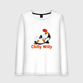 Женский лонгслив хлопок с принтом Chilly Willy в Белгороде, 100% хлопок |  | chilly | chilly willy | арт | животные | милые | мультфильмы | пингвины | чилли вилли