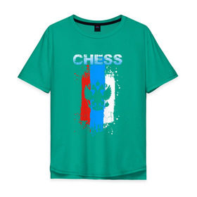 Мужская футболка хлопок Oversize с принтом Chess в Белгороде, 100% хлопок | свободный крой, круглый ворот, “спинка” длиннее передней части | check | chess | game | sport | strategy | доска | игра | линии | мат | надпись | пат | полосы | сборная | символ | состязание | спорт | спортсмен | стратегия | флаг | шах | шахматист | шахматы