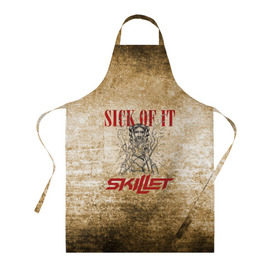 Фартук 3D с принтом Skillet - Sick Of It в Белгороде, 100% полиэстер | общий размер — 65 х 85 см, ширина нагрудника — 26 см, горловина — 53 см, длина завязок — 54 см, общий обхват в поясе — 173 см. Принт на завязках и на горловине наносится с двух сторон, на основной части фартука — только с внешней стороны | skilet | skillet | альтернативный | гранж | группа | джен леджер | джон купер | индастриал | кори купер | метал | ню | пост | рок | сет моррисон | симфоник | скилет | хард | христианский