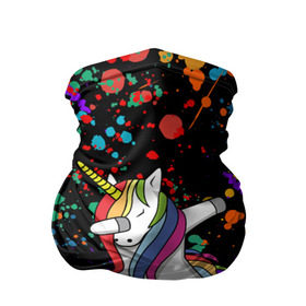 Бандана-труба 3D с принтом ЕДИНОРОГ РАДУГА (ЧЕРНЫЙ) в Белгороде, 100% полиэстер, ткань с особыми свойствами — Activecool | плотность 150‒180 г/м2; хорошо тянется, но сохраняет форму | color | dab | pony | rainbow | unicornis dab | брызги | даб | единорог | единорог радуга | животные | краски | красочные | ляпистые | пони | радуга | цвета радуги