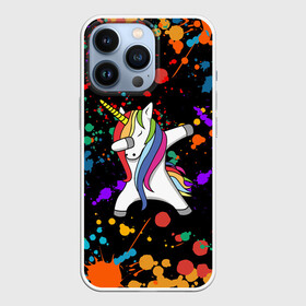 Чехол для iPhone 13 Pro с принтом ЕДИНОРОГ РАДУГА | RAINBOW UNICORN в Белгороде,  |  | Тематика изображения на принте: color | dab | pony | rainbow | unicornis dab | брызги | даб | единорог | единорог радуга | животные | краски | красочные | ляпистые | пони | радуга | цвета радуги