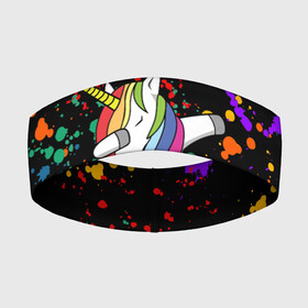 Повязка на голову 3D с принтом ЕДИНОРОГ РАДУГА | RAINBOW UNICORN в Белгороде,  |  | color | dab | pony | rainbow | unicornis dab | брызги | даб | единорог | единорог радуга | животные | краски | красочные | ляпистые | пони | радуга | цвета радуги