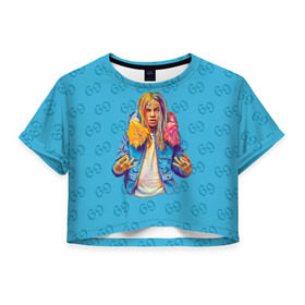 Женская футболка 3D укороченная с принтом 6IX9INE 69 в Белгороде, 100% полиэстер | круглая горловина, длина футболки до линии талии, рукава с отворотами | 6ix9ine | sixnine | tekashi