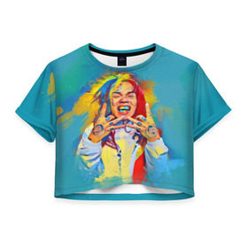 Женская футболка Cropp-top с принтом 6IX9INE PAINTS в Белгороде, 100% полиэстер | круглая горловина, длина футболки до линии талии, рукава с отворотами | 6ix9ine | sixnine | tekashi