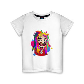 Детская футболка хлопок с принтом 6IX9INE COLORS в Белгороде, 100% хлопок | круглый вырез горловины, полуприлегающий силуэт, длина до линии бедер | 6ix9ine | sixnine | tekashi