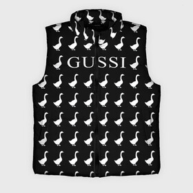 Мужской жилет утепленный 3D с принтом Gussi Black в Белгороде,  |  | Тематика изображения на принте: gucci | gussi ga ga ga | gussi gang | бренд | гусь | птица