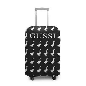 Чехол для чемодана 3D с принтом Gussi Black в Белгороде, 86% полиэфир, 14% спандекс | двустороннее нанесение принта, прорези для ручек и колес | gucci | gussi ga ga ga | gussi gang | бренд | гусь | птица