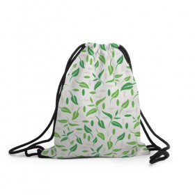 Рюкзак-мешок 3D с принтом Зеленые листья в Белгороде, 100% полиэстер | плотность ткани — 200 г/м2, размер — 35 х 45 см; лямки — толстые шнурки, застежка на шнуровке, без карманов и подкладки | 