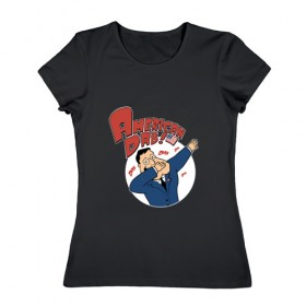 Женская футболка хлопок с принтом American Dab в Белгороде, 100% хлопок | прямой крой, круглый вырез горловины, длина до линии бедер, слегка спущенное плечо | 