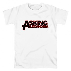 Мужская футболка хлопок с принтом Asking Alexandria в Белгороде, 100% хлопок | прямой крой, круглый вырез горловины, длина до линии бедер, слегка спущенное плечо. | 