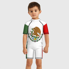 Детский купальный костюм 3D с принтом Мексика Чемпионат Мира в Белгороде, Полиэстер 85%, Спандекс 15% | застежка на молнии на спине | Тематика изображения на принте: mexico | бразилия | мексика | сборная мексики | футбол | чемпионат мира