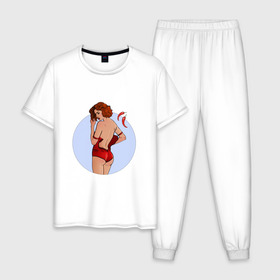 Мужская пижама хлопок с принтом Чили в Белгороде, 100% хлопок | брюки и футболка прямого кроя, без карманов, на брюках мягкая резинка на поясе и по низу штанин
 | белье | девушка | купальник | перец | чили. красный