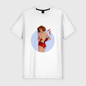 Мужская футболка премиум с принтом Чили в Белгороде, 92% хлопок, 8% лайкра | приталенный силуэт, круглый вырез ворота, длина до линии бедра, короткий рукав | белье | девушка | купальник | перец | чили. красный