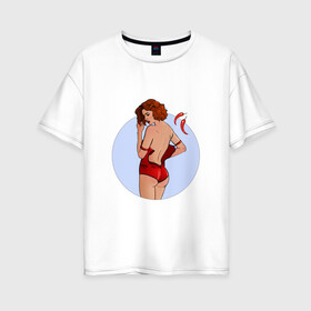 Женская футболка хлопок Oversize с принтом Чили в Белгороде, 100% хлопок | свободный крой, круглый ворот, спущенный рукав, длина до линии бедер
 | белье | девушка | купальник | перец | чили. красный