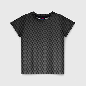 Детская футболка 3D с принтом Чешуя дракона в Белгороде, 100% гипоаллергенный полиэфир | прямой крой, круглый вырез горловины, длина до линии бедер, чуть спущенное плечо, ткань немного тянется | Тематика изображения на принте: змеиная кожа | змея | черный