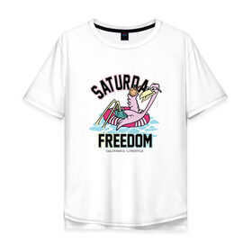 Мужская футболка хлопок Oversize с принтом Фламинго Суббота в Белгороде, 100% хлопок | свободный крой, круглый ворот, “спинка” длиннее передней части | выходной | калифорния | летние | летняя | лето | отдых | свобода | суббота