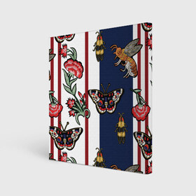 Холст квадратный с принтом GG в Белгороде, 100% ПВХ |  | bee | brand | butterfly | flower | flowers | gg | ggang | gucci | gucciagang | бабочка | бабочки | вышивка | гг | ггэнг | гуччи | гуччигэнг | пчела | пчелы | цветок | цветы