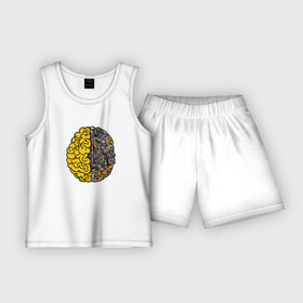 Детская пижама с шортами хлопок с принтом Мозг в Белгороде,  |  | бизнес | бизнесмен | механика | механический | мозг | мозги | с мозгами | смарт | ум