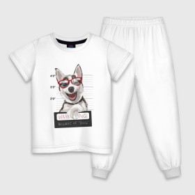Детская пижама хлопок с принтом Хаски в Белгороде, 100% хлопок |  брюки и футболка прямого кроя, без карманов, на брюках мягкая резинка на поясе и по низу штанин
 | 