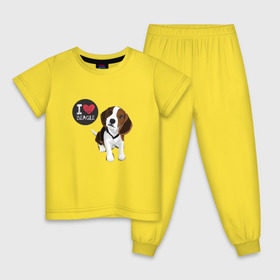 Детская пижама хлопок с принтом Я люблю Бигля в Белгороде, 100% хлопок |  брюки и футболка прямого кроя, без карманов, на брюках мягкая резинка на поясе и по низу штанин
 | Тематика изображения на принте: beagle | бигли | бигль | с биглем | с обакой | собака | собаки | собачки