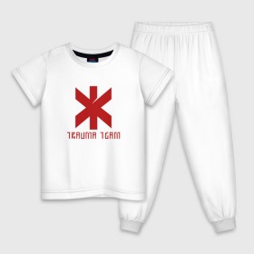 Детская пижама хлопок с принтом TRAUMA TEAM \ CYBERPUNK 2077 в Белгороде, 100% хлопок |  брюки и футболка прямого кроя, без карманов, на брюках мягкая резинка на поясе и по низу штанин
 | 2019 | cd project red | cyberpunk 2077 | future | hack | night city | samurai | sci fi | trauma team | андроиды | безумие | будущее | город ночи | киберпанк 2077 | логотип | роботы | самураи | фантастика | цифры
