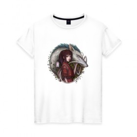 Женская футболка хлопок с принтом Унесённые призраками в Белгороде, 100% хлопок | прямой крой, круглый вырез горловины, длина до линии бедер, слегка спущенное плечо | spirited away | миядзаки | хаяо