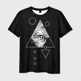 Мужская футболка 3D с принтом Всевидящее око в Белгороде, 100% полиэфир | прямой крой, круглый вырез горловины, длина до линии бедер | tattoo | в треугольнике | всевидящее око | всевидящий глаз | зрачок | пирамида | тату