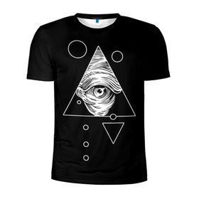 Мужская футболка 3D спортивная с принтом Всевидящее око в Белгороде, 100% полиэстер с улучшенными характеристиками | приталенный силуэт, круглая горловина, широкие плечи, сужается к линии бедра | tattoo | в треугольнике | всевидящее око | всевидящий глаз | зрачок | пирамида | тату