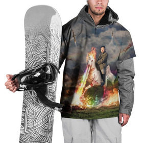 Накидка на куртку 3D с принтом Ким чен ын на Единороге в Белгороде, 100% полиэстер |  | Тематика изображения на принте: 