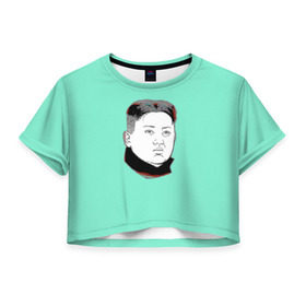 Женская футболка 3D укороченная с принтом Ким чен ын в Белгороде, 100% полиэстер | круглая горловина, длина футболки до линии талии, рукава с отворотами | 