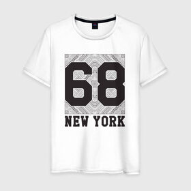 Мужская футболка хлопок с принтом New York 68 в Белгороде, 100% хлопок | прямой крой, круглый вырез горловины, длина до линии бедер, слегка спущенное плечо. | Тематика изображения на принте: new york | города | нью йорк | стиль | фракталы